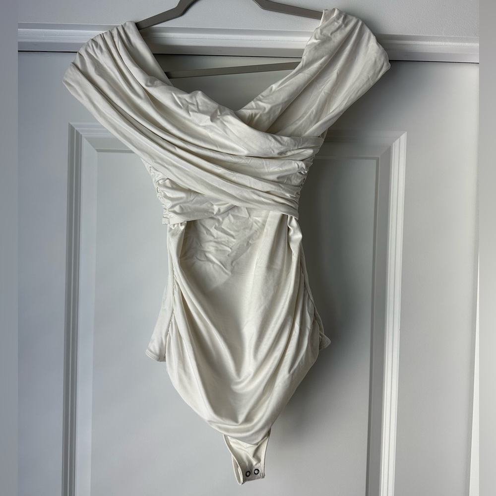 Abercrombie Off the Shoulder Asymmetric Wrap Bodysuit